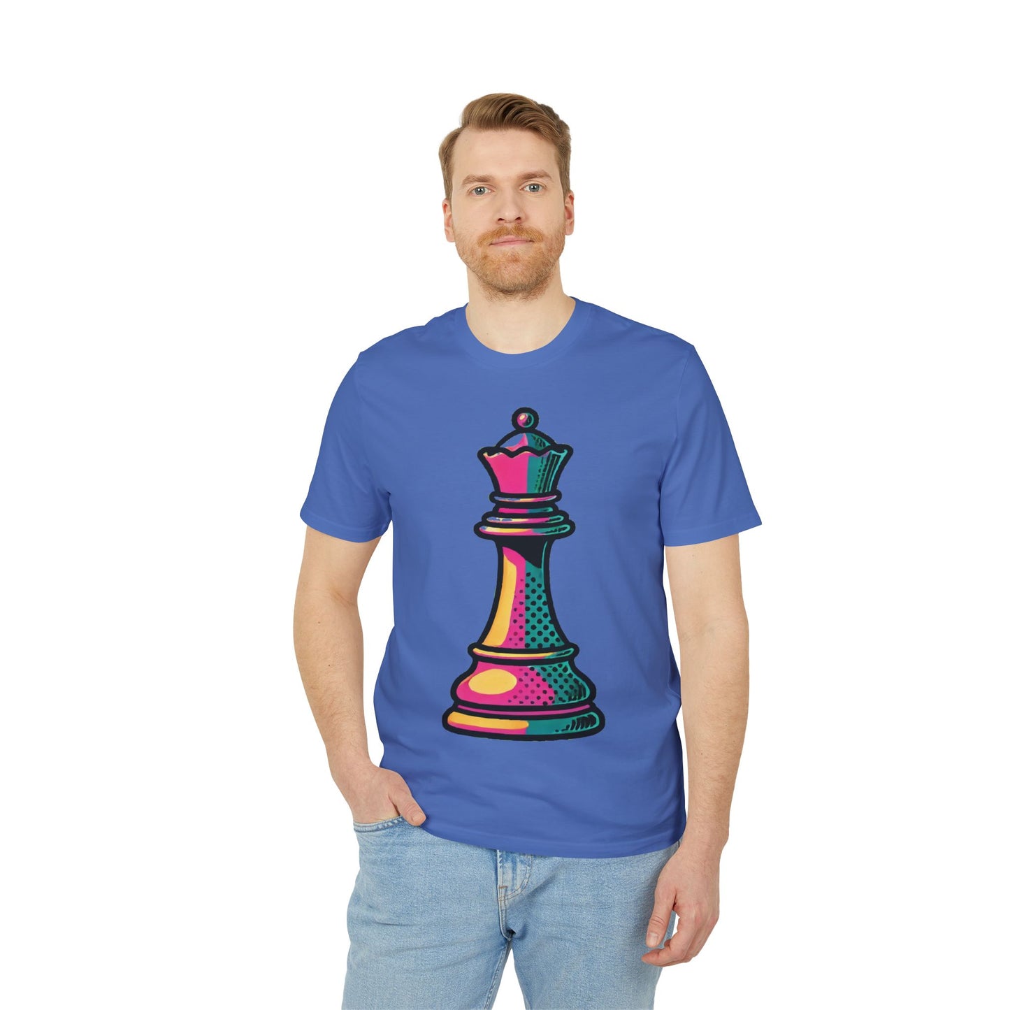 “Camiseta Unisex Algodón Orgánico Reina de Ajedrez – Diseño Pop Art”   T-Shirt