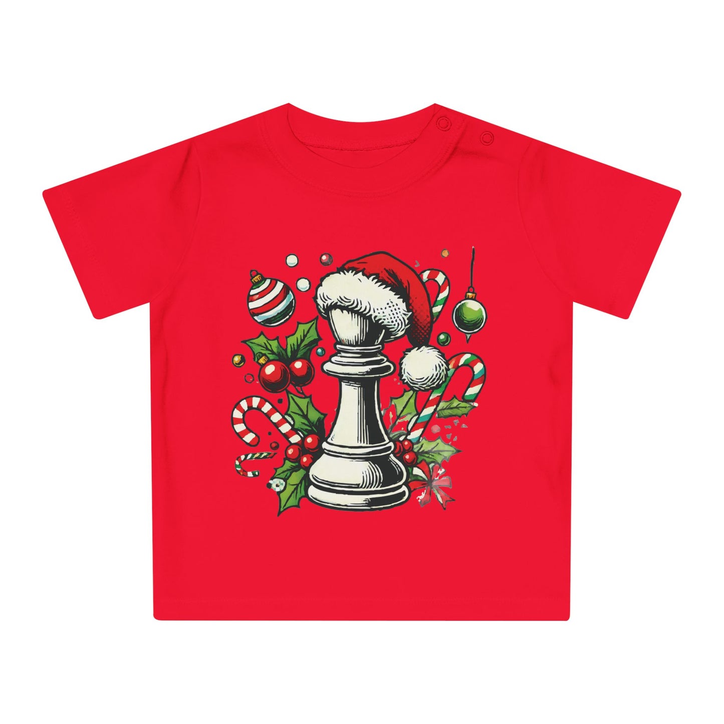 Camiseta de Bebé Navideña con Alfil Pop Art - 100% Orgánica   Kids clothes  27.00 Red-18-24M