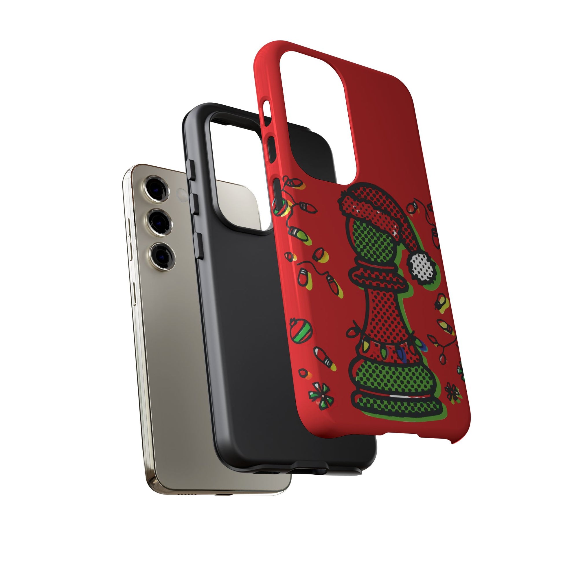 Funda Tough Peón de Ajedrez Navideño Pop Art – iPhone, Samsung y Pixel   Phone Case