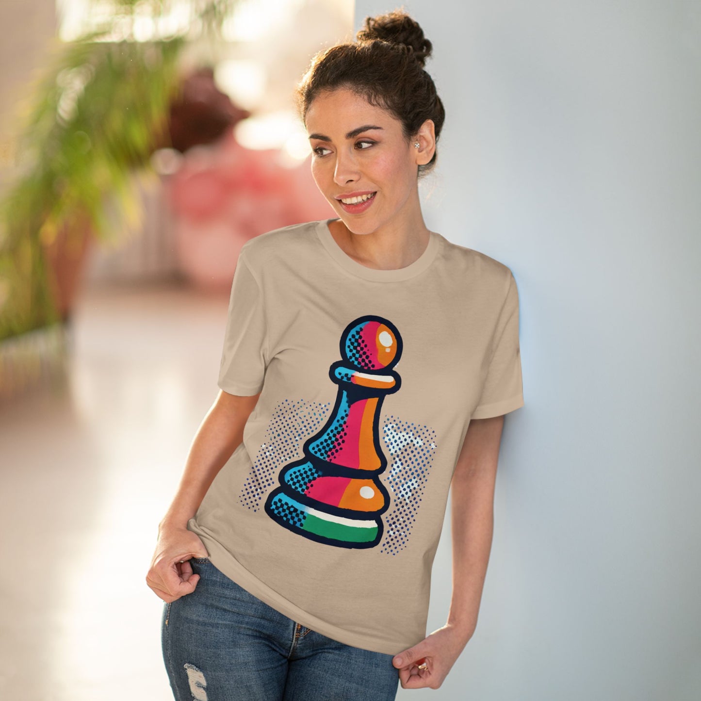 “Camiseta Unisex Peón de Ajedrez – Algodón Orgánico y Estilo Pop Art”   T-Shirt