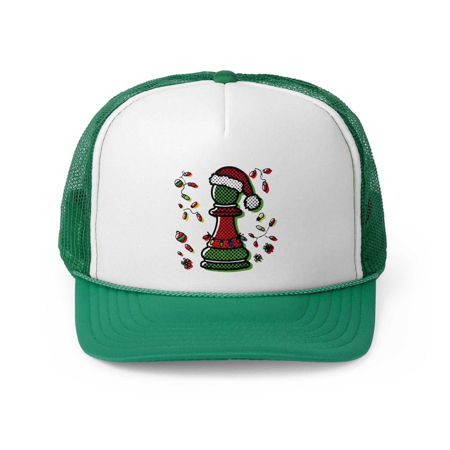 Gorra Navideña Trucker con Peón de Ajedrez en Pop Art   Hats  24.00 Green-One-size