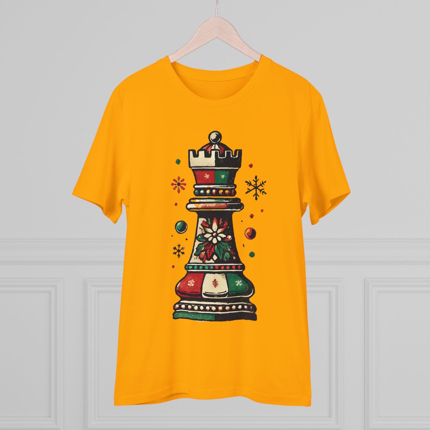 Camiseta Unisex Orgánica Torre de Ajedrez Vintage Navideña - Edición Festiva   T-Shirt