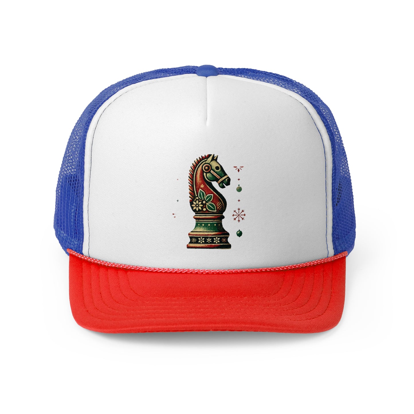 Gorra Trucker Caballo de Ajedrez Vintage – Estilo Navideño Único   Hats  24.00 Blue-Red-One-size