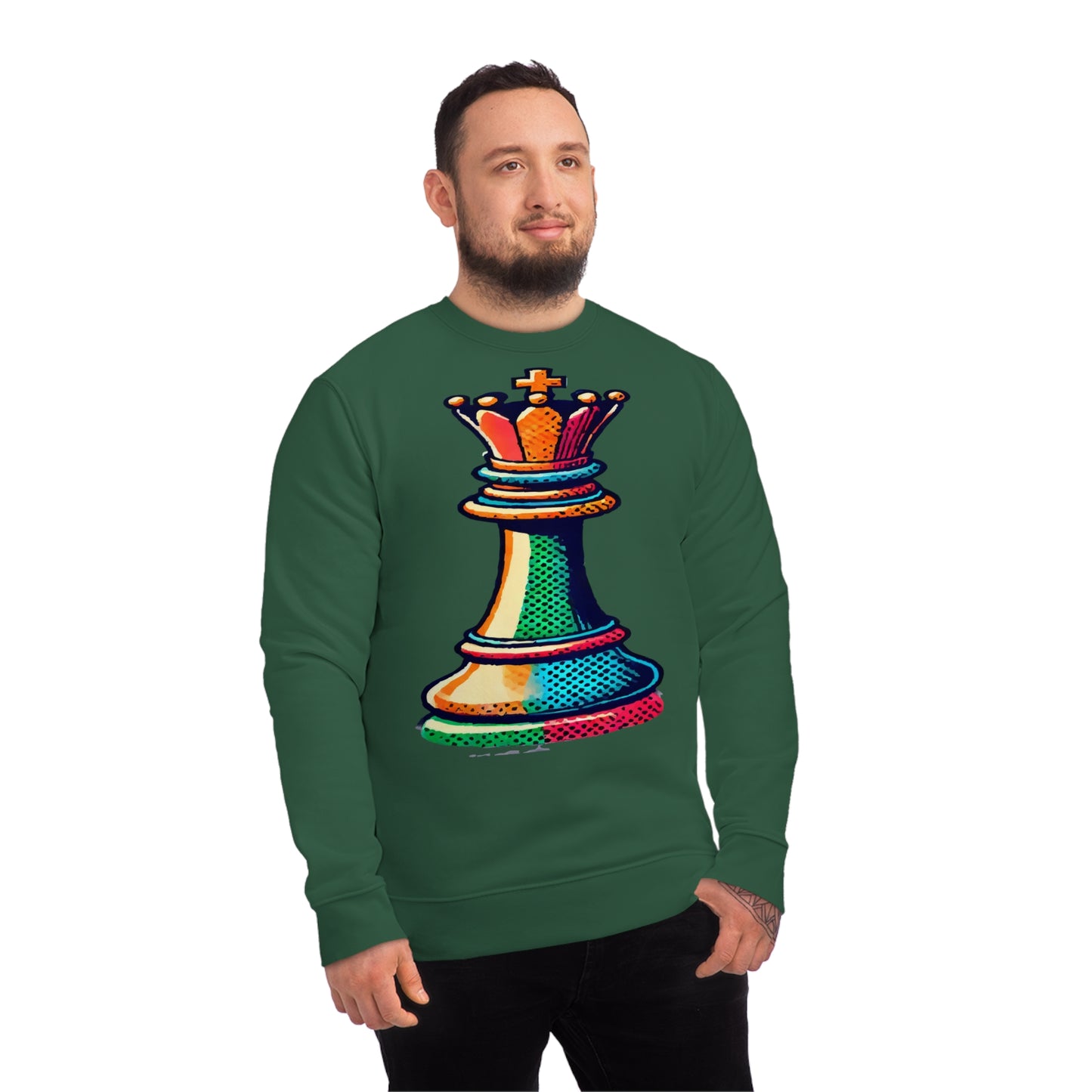 “Sudadera Unisex Rey de Ajedrez – Estilo Pop Art y Algodón Orgánico”   Sweatshirt