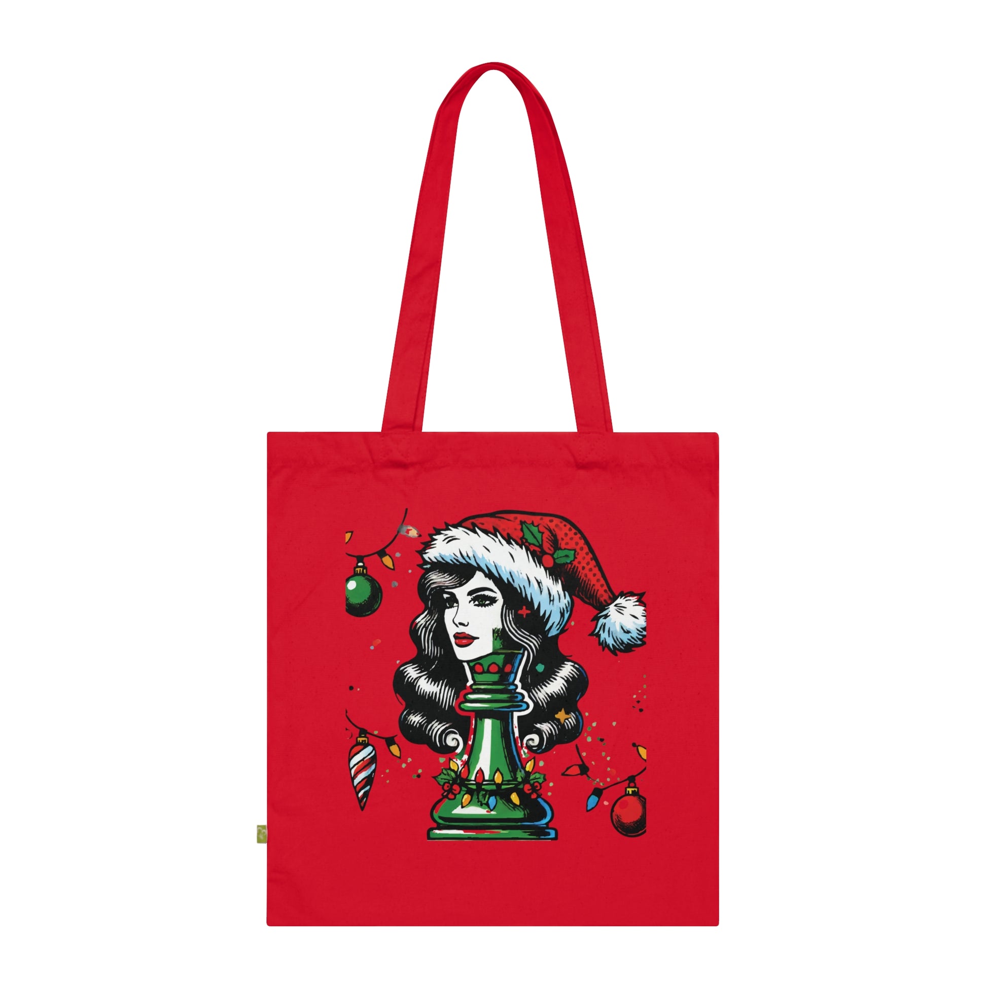 Bolso Tote de Algodón Orgánico con Asa Larga - Pop Art Reina Navideño   Bags