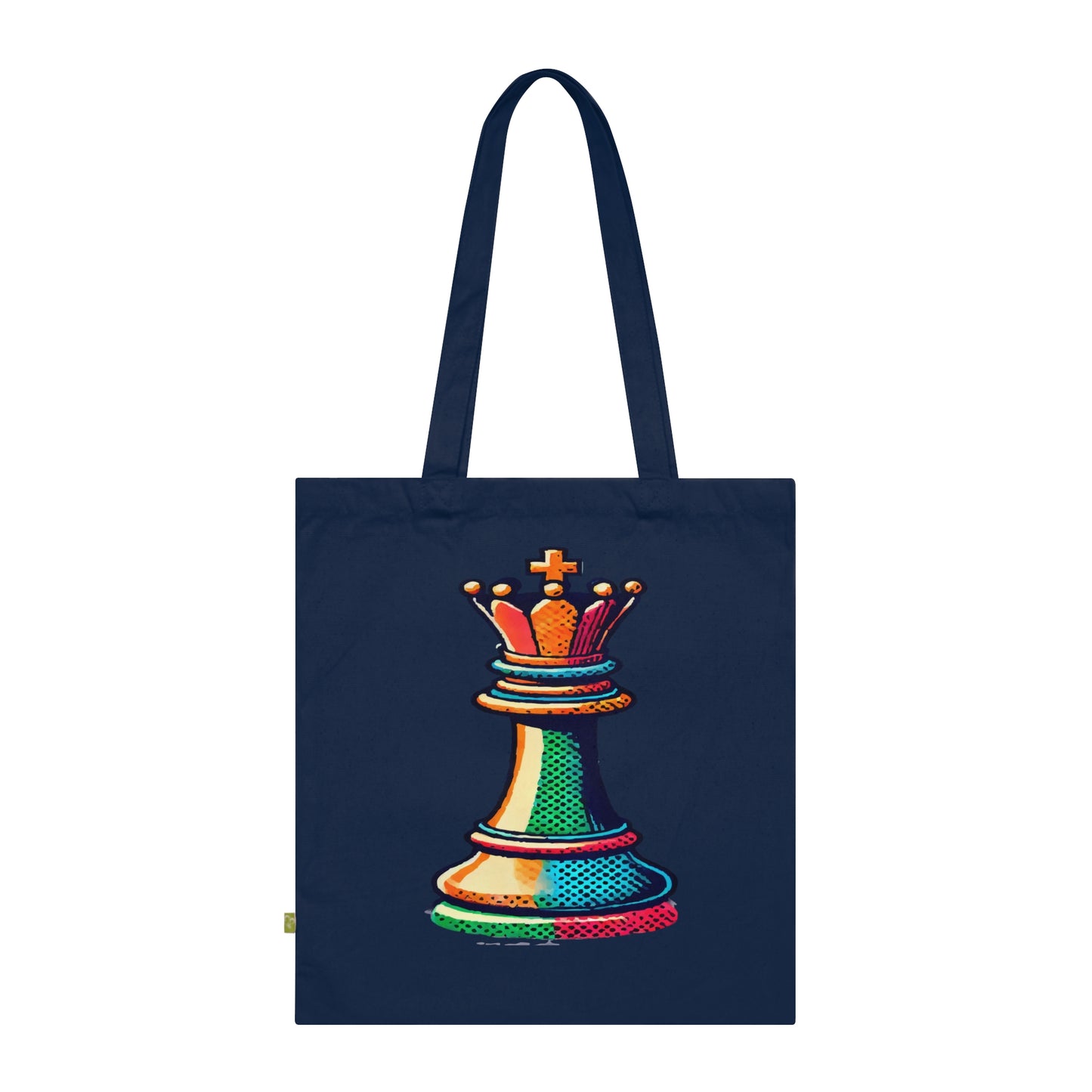 “Bolso Tote Algodón Orgánico Rey de Ajedrez – Pop Art Sostenible”   Bags  24.00 French-Navy-15-x-16.5