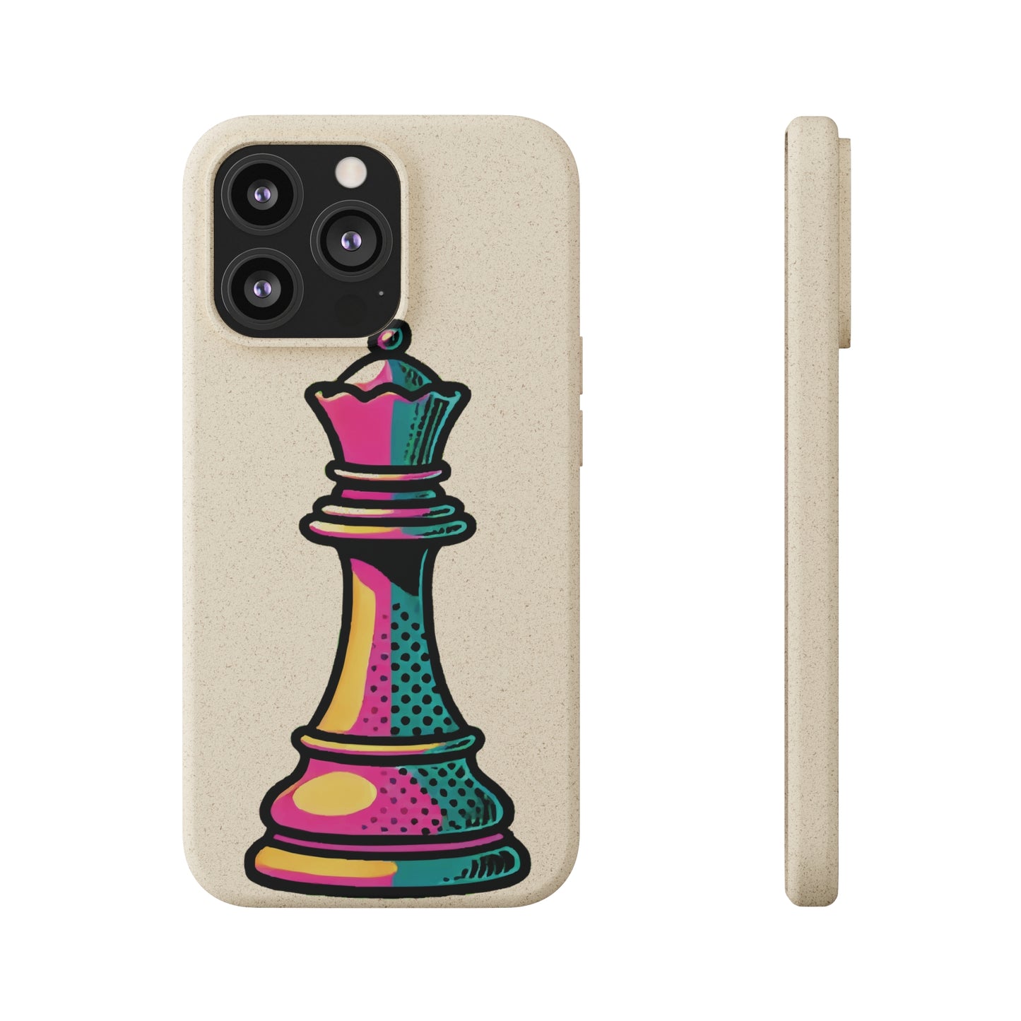 “Funda Biodegradable Reina de Ajedrez – Diseño Pop Art y Carga Inalámbrica”   Phone Case