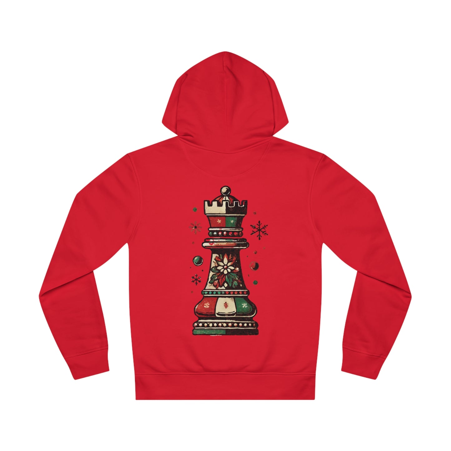 Unisex Drummer Hoodie con Torre de Ajedrez Vintage Navideña   Hoodie