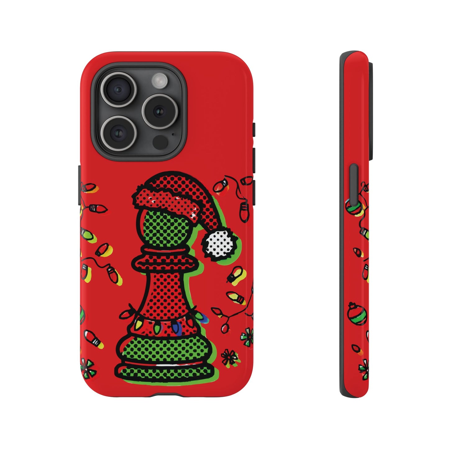 Funda Tough Peón de Ajedrez Navideño Pop Art – iPhone, Samsung y Pixel   Phone Case  24.00 iPhone-15-Pro-Glossy