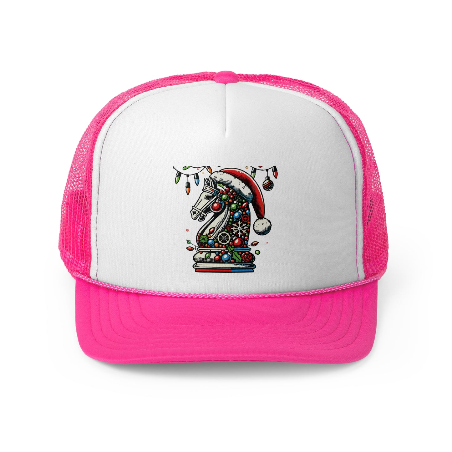 Gorra Trucker Caballo de Ajedrez en Estilo Pop Art Navideño   Hats  24.00 Pink-One-size