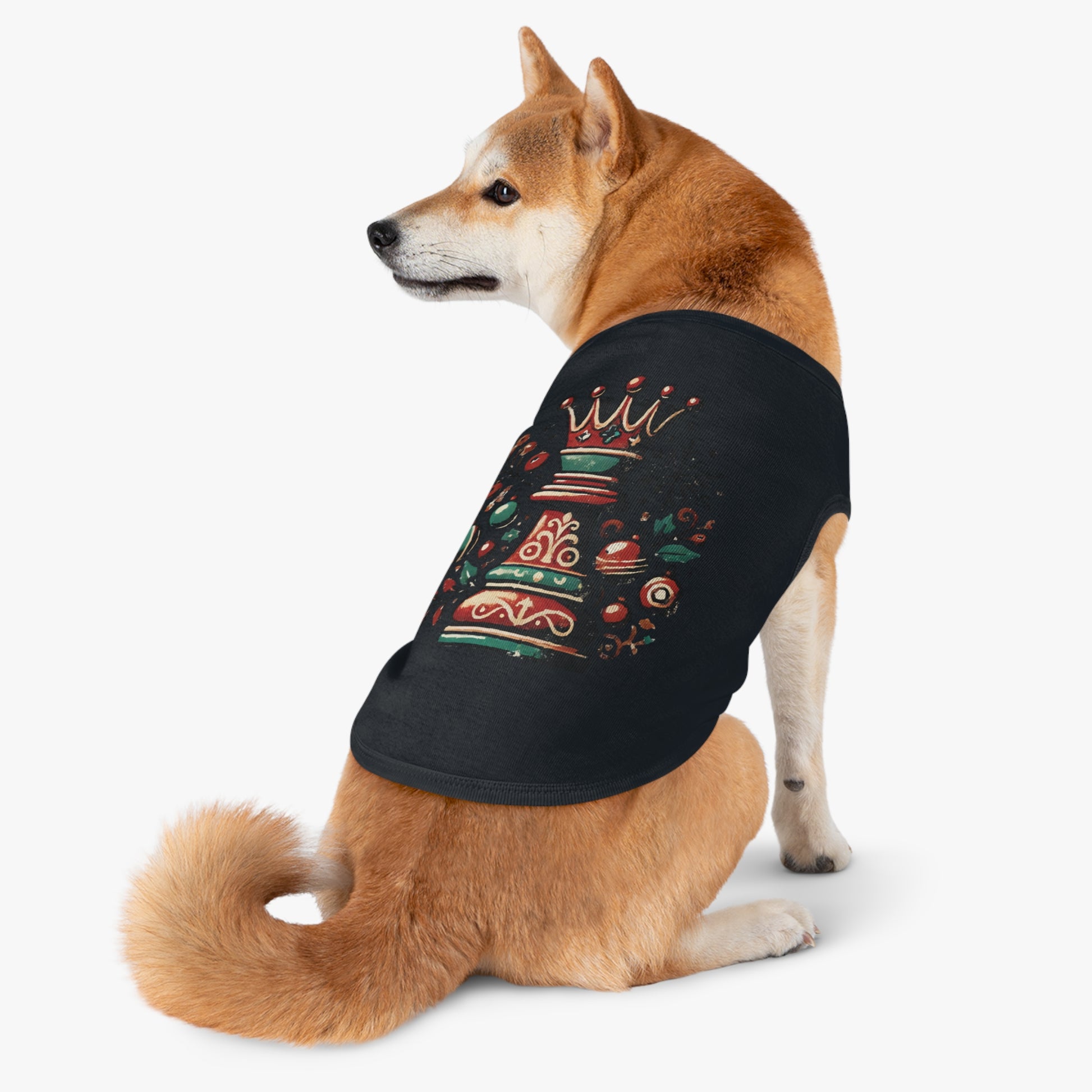 Camiseta para Mascotas de Algodón – Estilo Navideño Reina Ajedrez Vintage   Pets