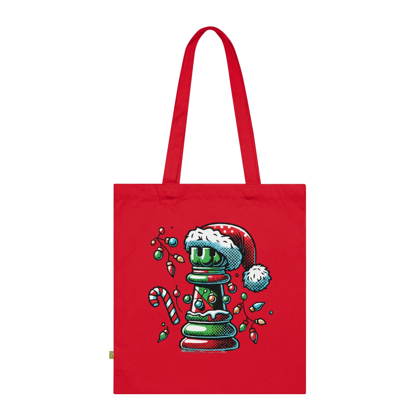 Bolsa Tote de Algodón Orgánico – Torre de Ajedrez Estilo Pop Art Navideño   Bags