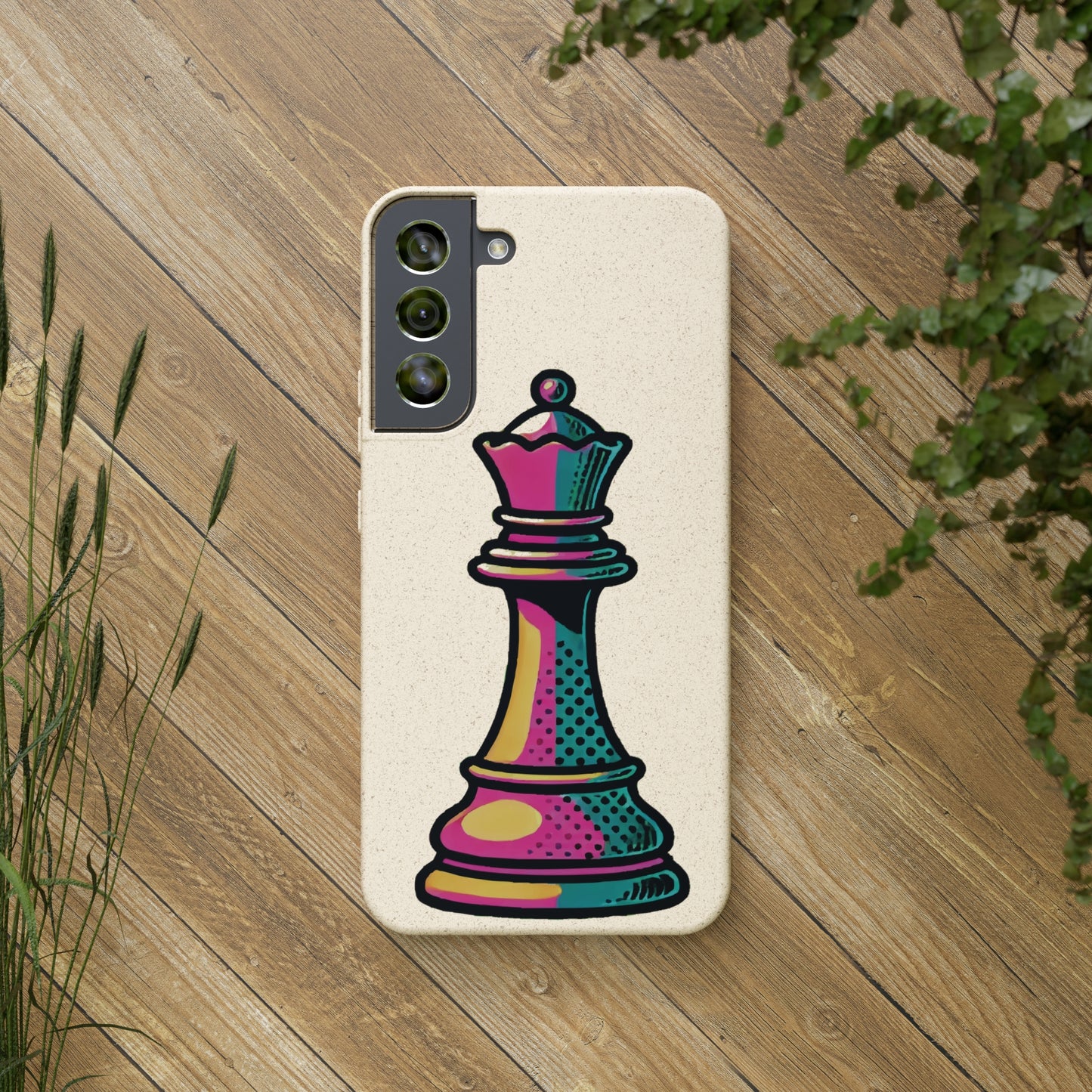 “Funda Biodegradable Reina de Ajedrez – Diseño Pop Art y Carga Inalámbrica”   Phone Case