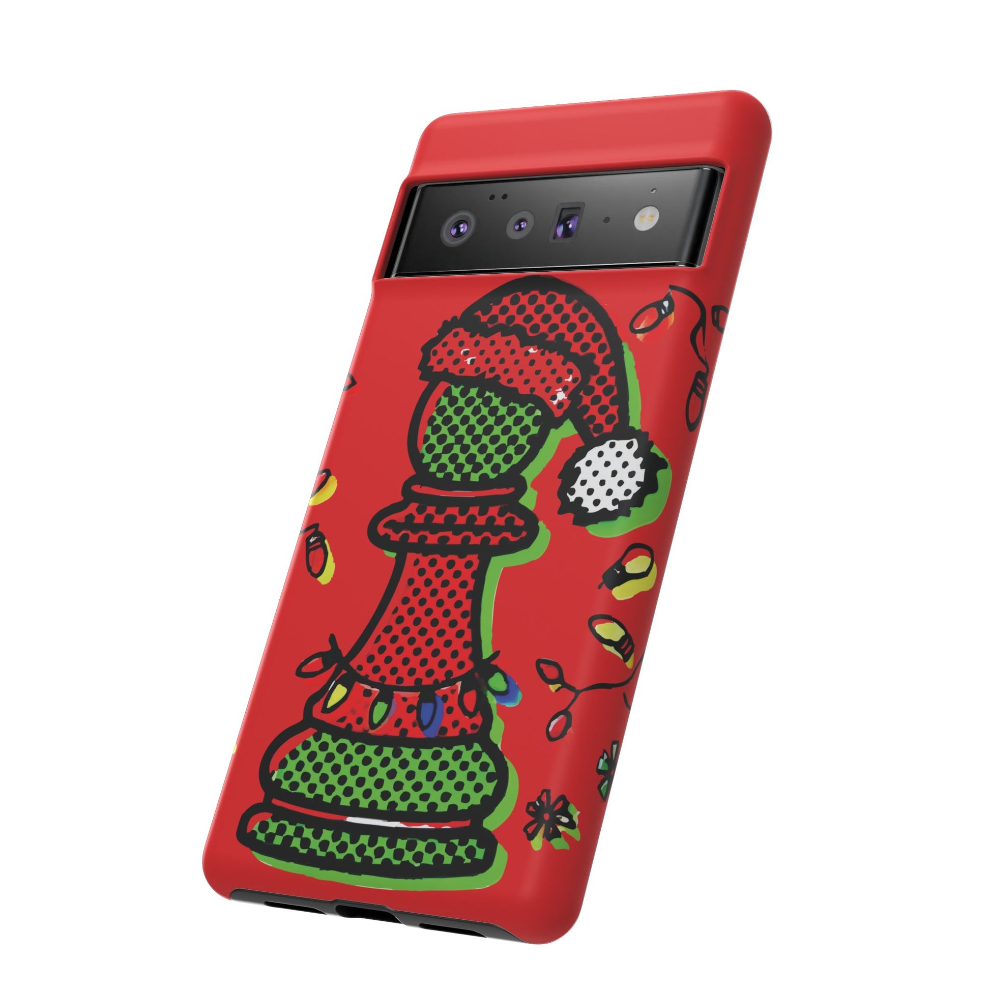 Funda Tough Peón de Ajedrez Navideño Pop Art – iPhone, Samsung y Pixel   Phone Case