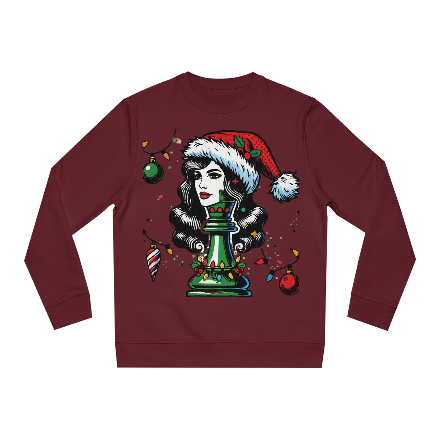 Sudadera Unisex Changer - Diseño Reina en Pop Art Estilo Navideño   Sweatshirt  63.00 Burgundy-2XL