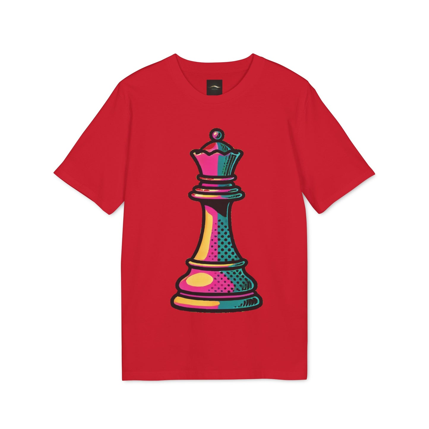 “Camiseta Unisex Algodón Orgánico Reina de Ajedrez – Diseño Pop Art”   T-Shirt  33.00 Red-5XL