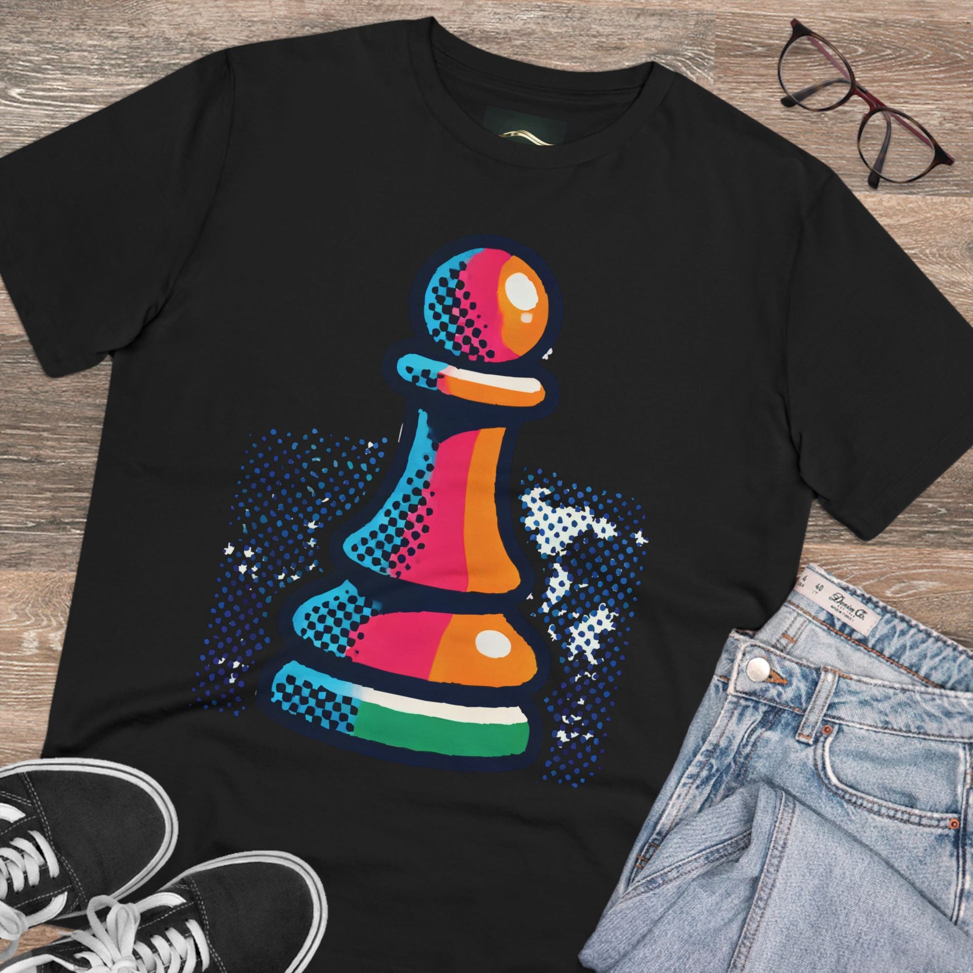 “Camiseta Unisex Peón de Ajedrez – Algodón Orgánico y Estilo Pop Art”   T-Shirt  33.00 Black-5XL