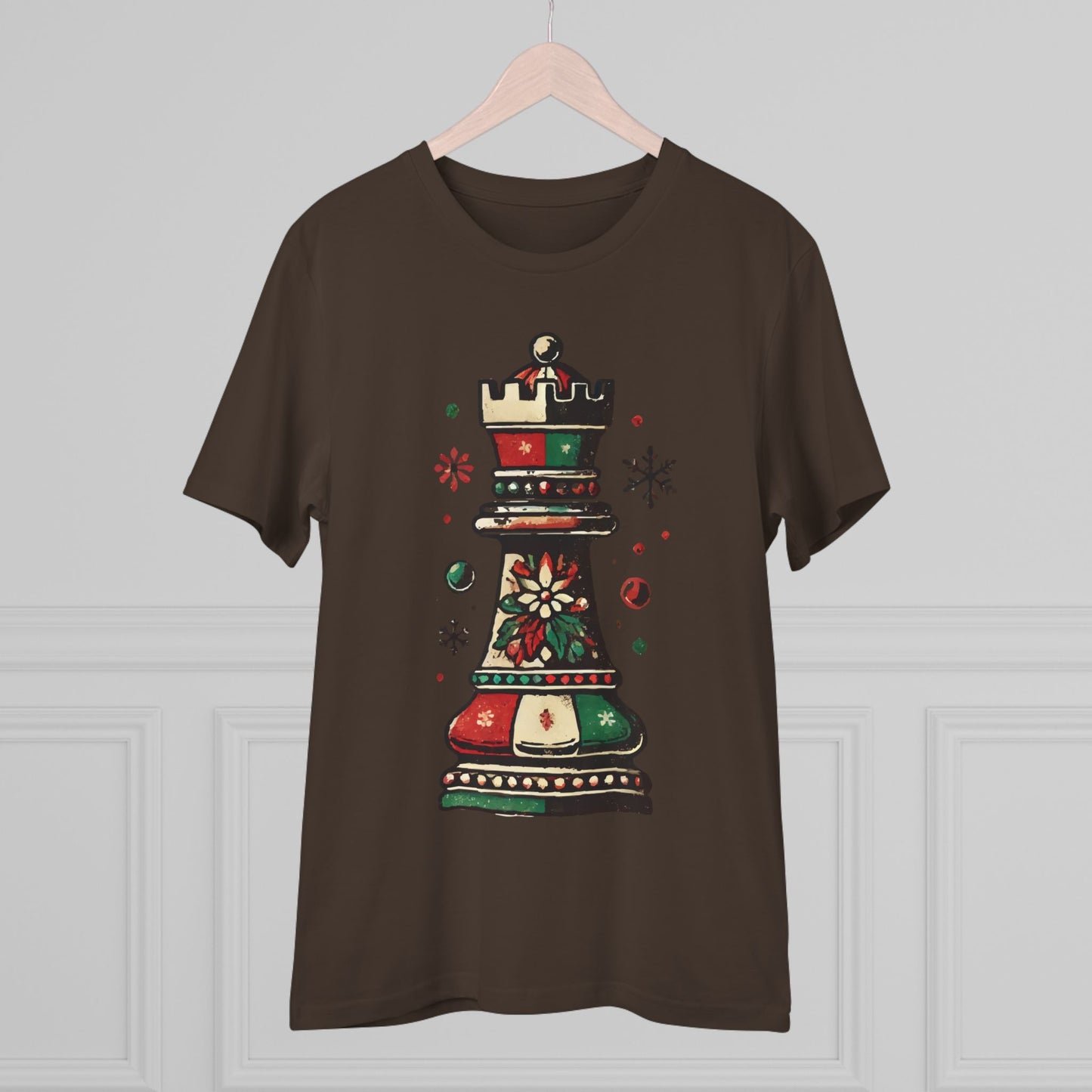 Camiseta Unisex Orgánica Torre de Ajedrez Vintage Navideña - Edición Festiva   T-Shirt