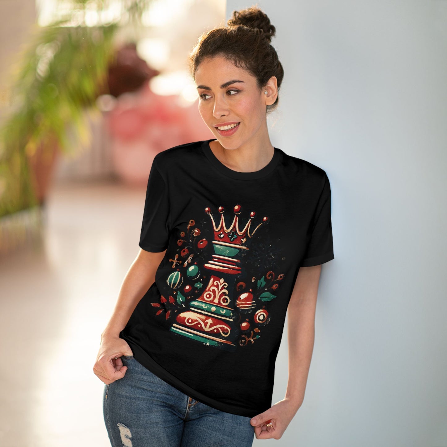 Camiseta Unisex Creador Orgánico con Diseño Reina Vintage Navideño   T-Shirt