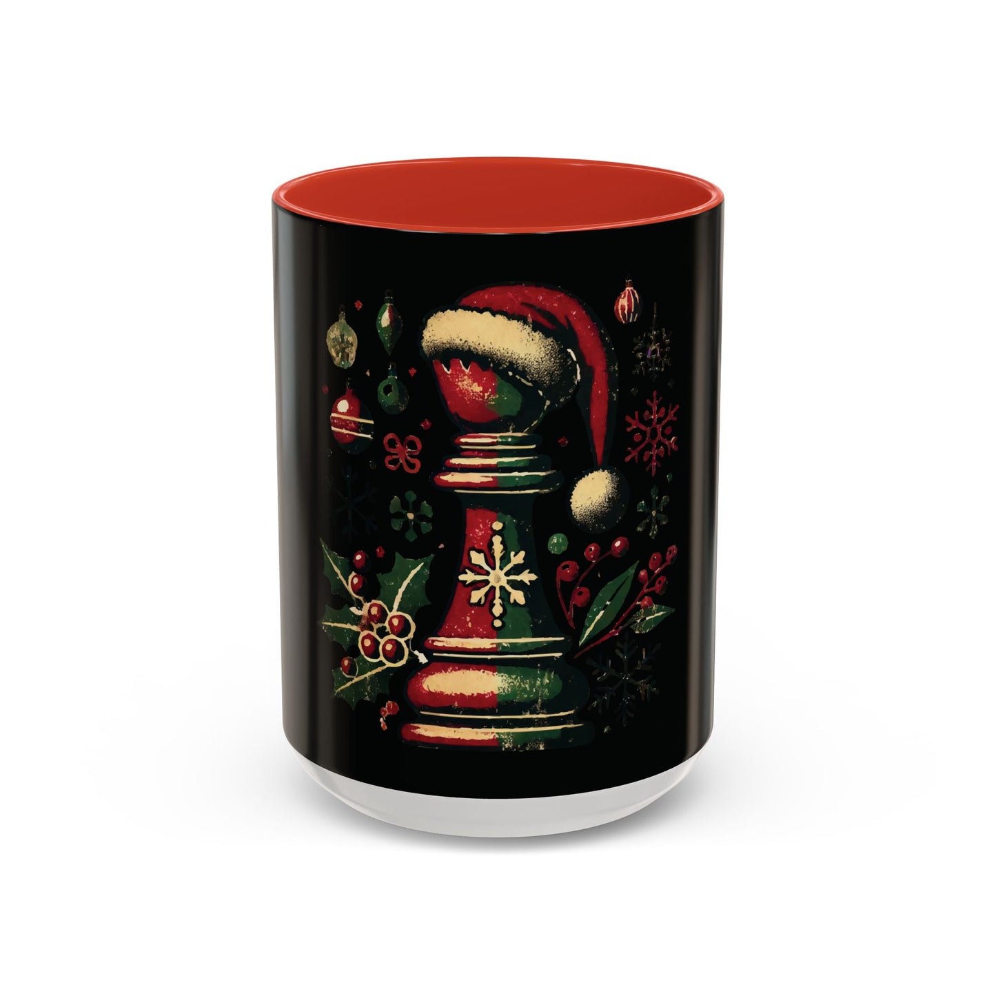 Taza de Café con Alfil de Ajedrez Vintage Navideño - Estilo y Sostenibilidad   Mug  15.00 15oz-Red