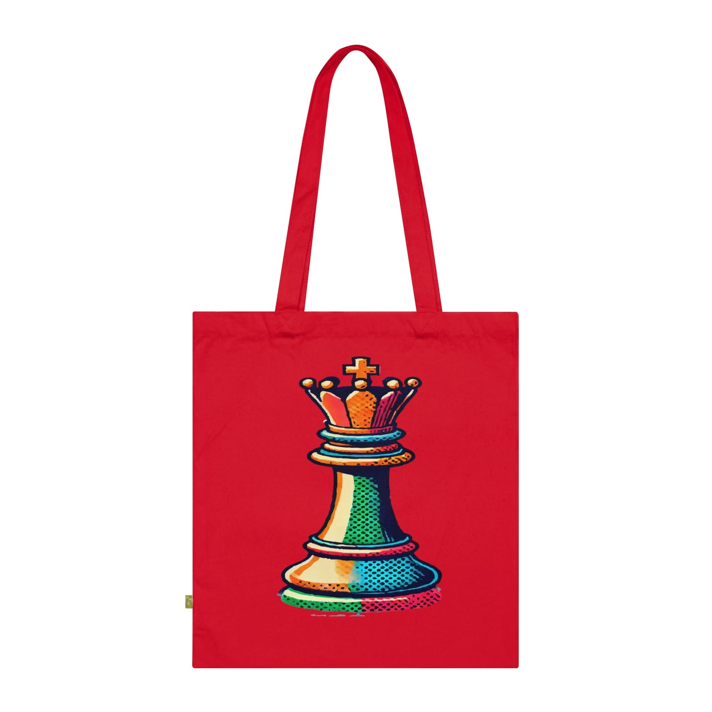 “Bolso Tote Algodón Orgánico Rey de Ajedrez – Pop Art Sostenible”   Bags  24.00 Classic-Red-15-x-16.5