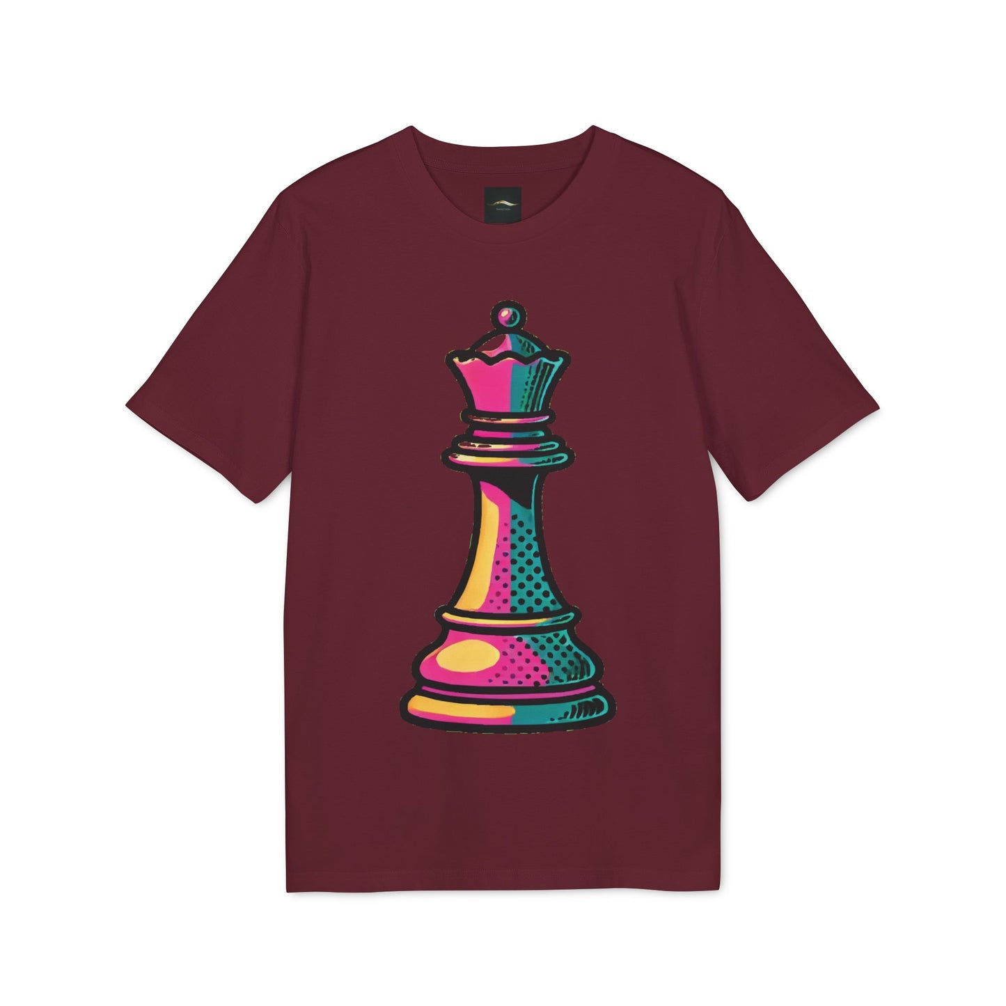 “Camiseta Unisex Algodón Orgánico Reina de Ajedrez – Diseño Pop Art”   T-Shirt  33.00 Burgundy-5XL