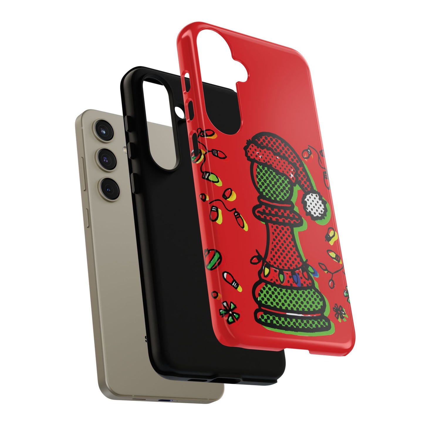 Funda Tough Peón de Ajedrez Navideño Pop Art – iPhone, Samsung y Pixel   Phone Case