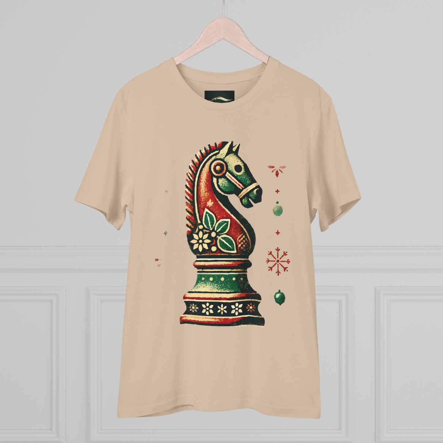 Camiseta Unisex de Algodón Orgánico con Diseño de Caballo Vintage Navideño   T-Shirt