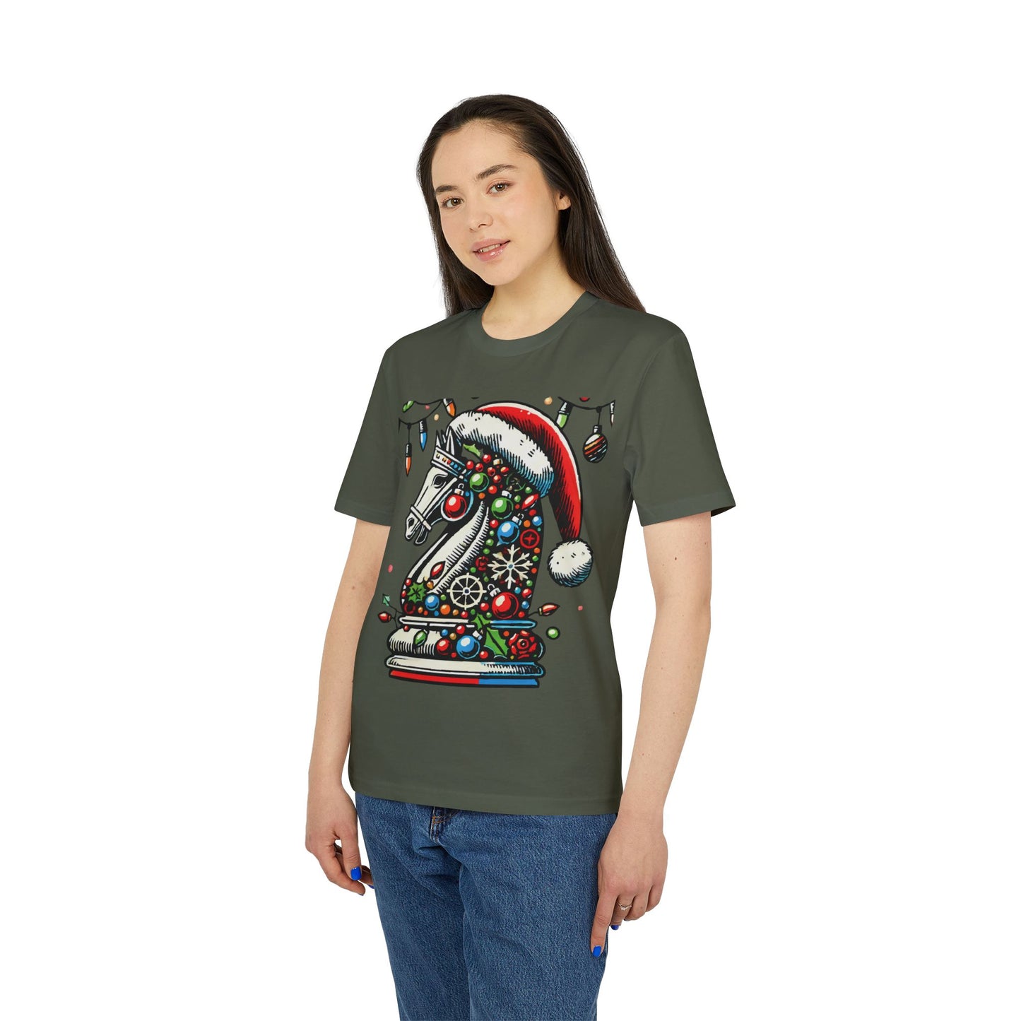 Unisex Creator 2.0 T-shirt – Caballo de Ajedrez Navideño en Pop Art   T-Shirt