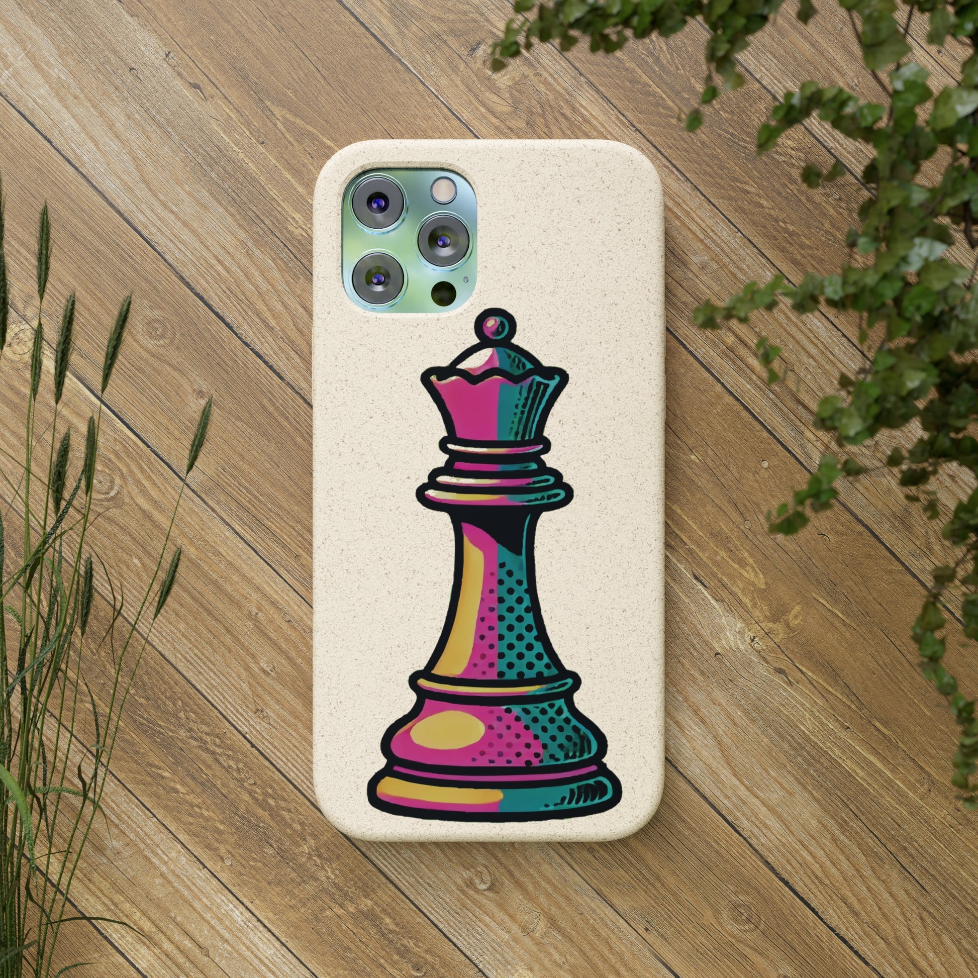 “Funda Biodegradable Reina de Ajedrez – Diseño Pop Art y Carga Inalámbrica”   Phone Case