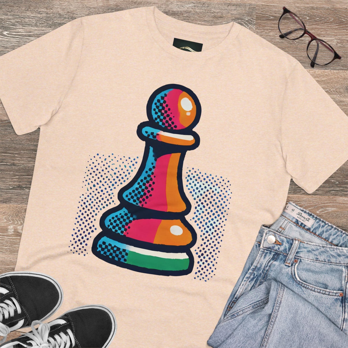 “Camiseta Unisex Peón de Ajedrez – Algodón Orgánico y Estilo Pop Art”   T-Shirt  33.00 Heather-Rainbow-3XL