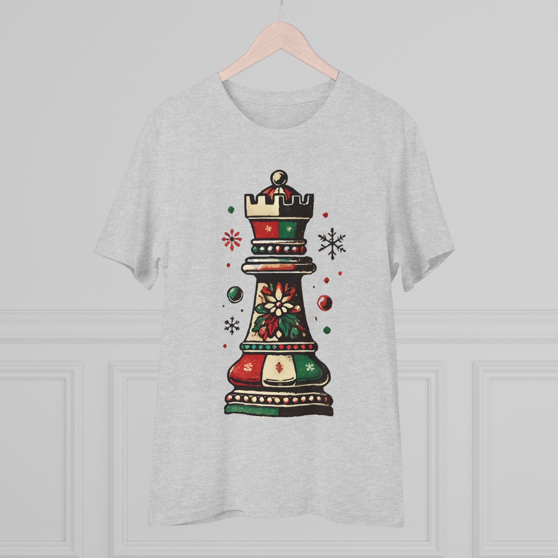 Camiseta Unisex Orgánica Torre de Ajedrez Vintage Navideña - Edición Festiva   T-Shirt