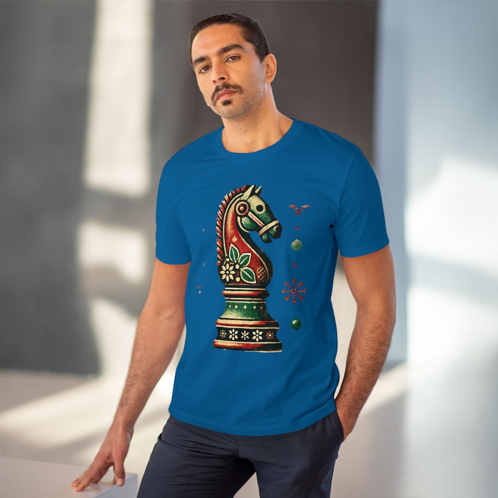 Camiseta Unisex de Algodón Orgánico con Diseño de Caballo Vintage Navideño   T-Shirt