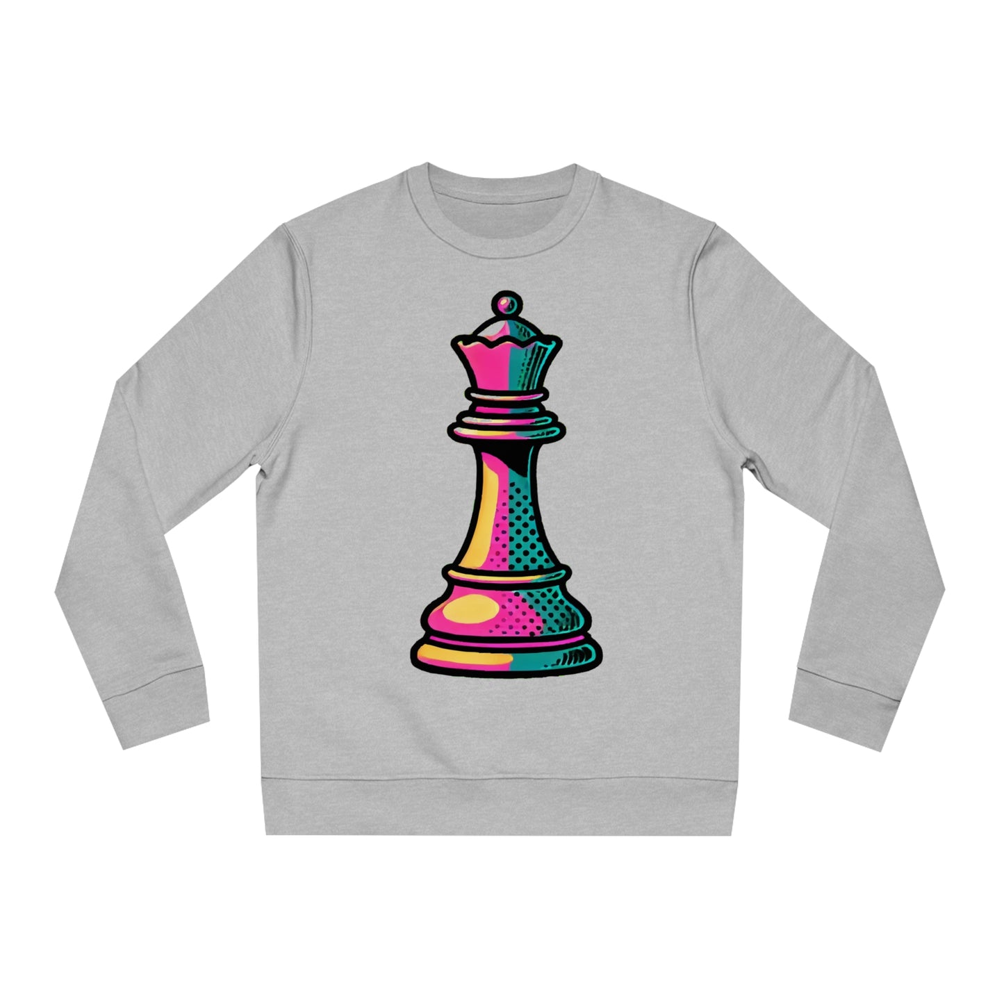 “Sudadera Unisex Orgánica Reina de Ajedrez – Pop Art”   Sweatshirt  72.00 Heather-Grey-2XL