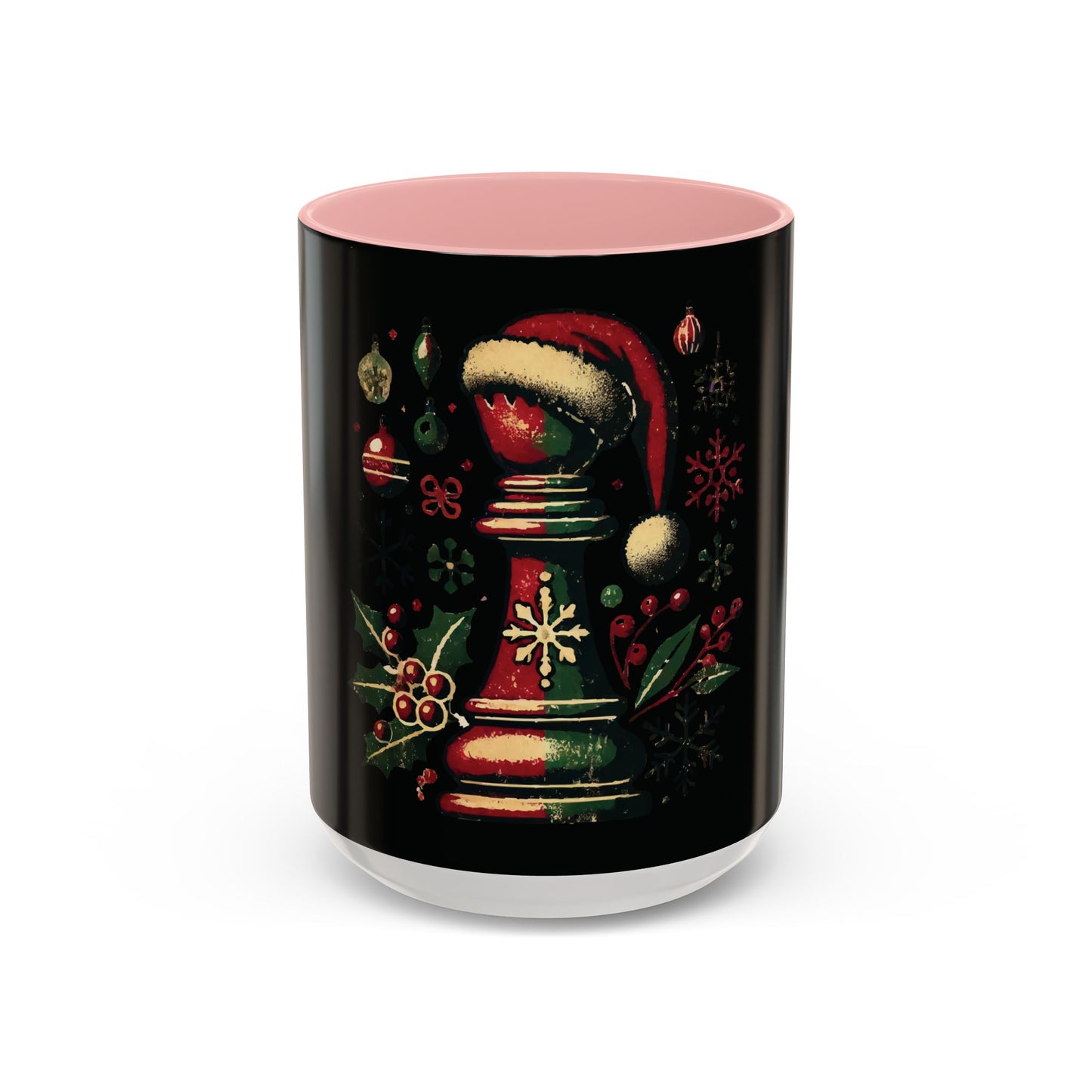 Taza de Café con Alfil de Ajedrez Vintage Navideño - Estilo y Sostenibilidad   Mug  15.00 15oz-Pink