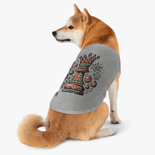 Camiseta para Mascotas de Algodón – Estilo Navideño Reina Ajedrez Vintage   Pets  36.00 L-Heather