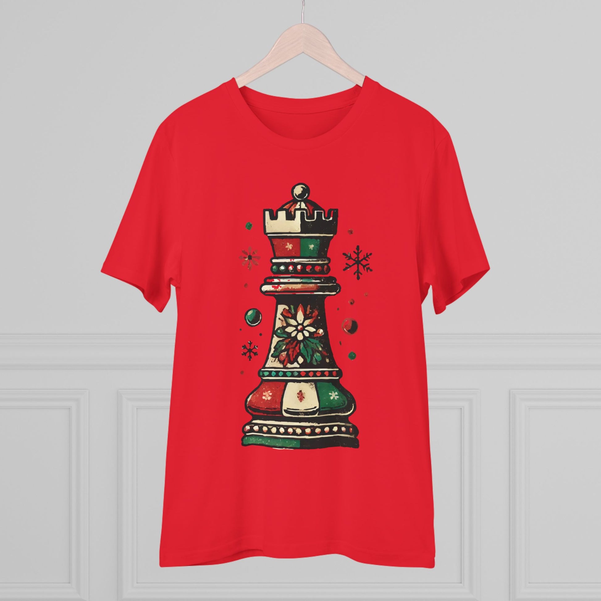 Camiseta Unisex Orgánica Torre de Ajedrez Vintage Navideña - Edición Festiva   T-Shirt