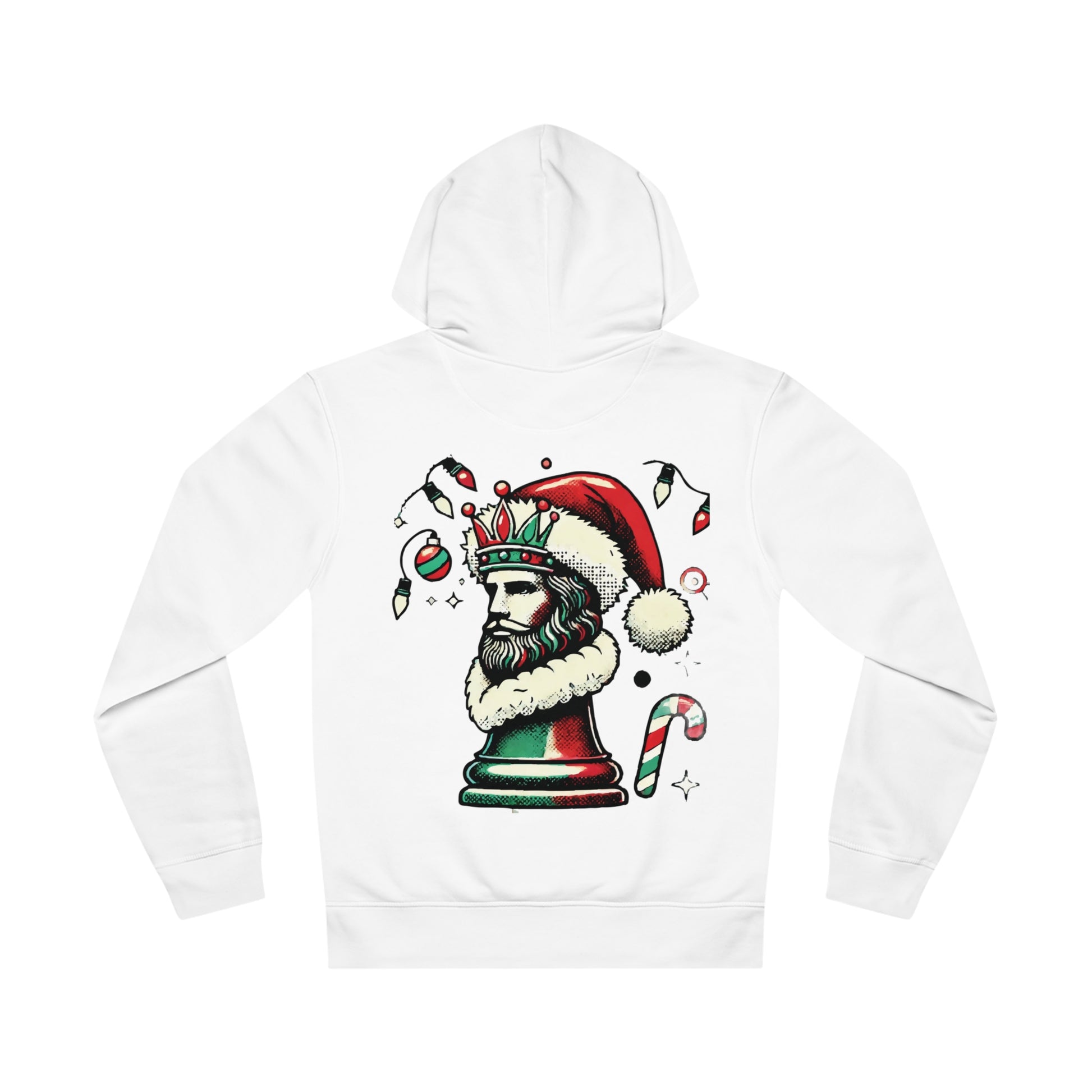 Unisex Drummer Hoodie con Rey de Ajedrez en Estilo Navideño Pop Art   Hoodie