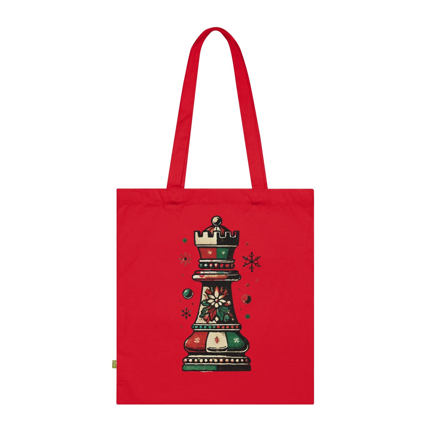 Bolsa de Lona Orgánica Vintage con Torre de Ajedrez Navideña   Bags  24.00 Classic-Red-15-x-16.5