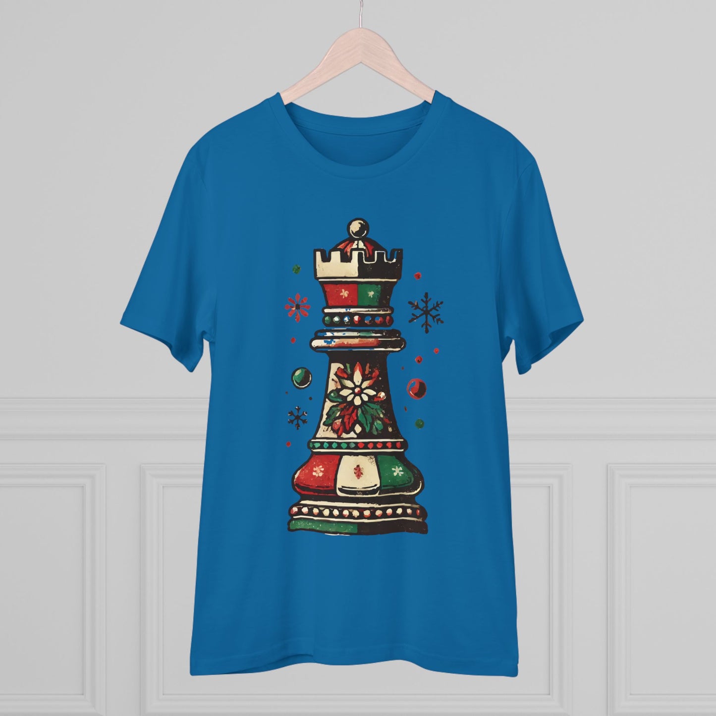 Camiseta Unisex Orgánica Torre de Ajedrez Vintage Navideña - Edición Festiva   T-Shirt