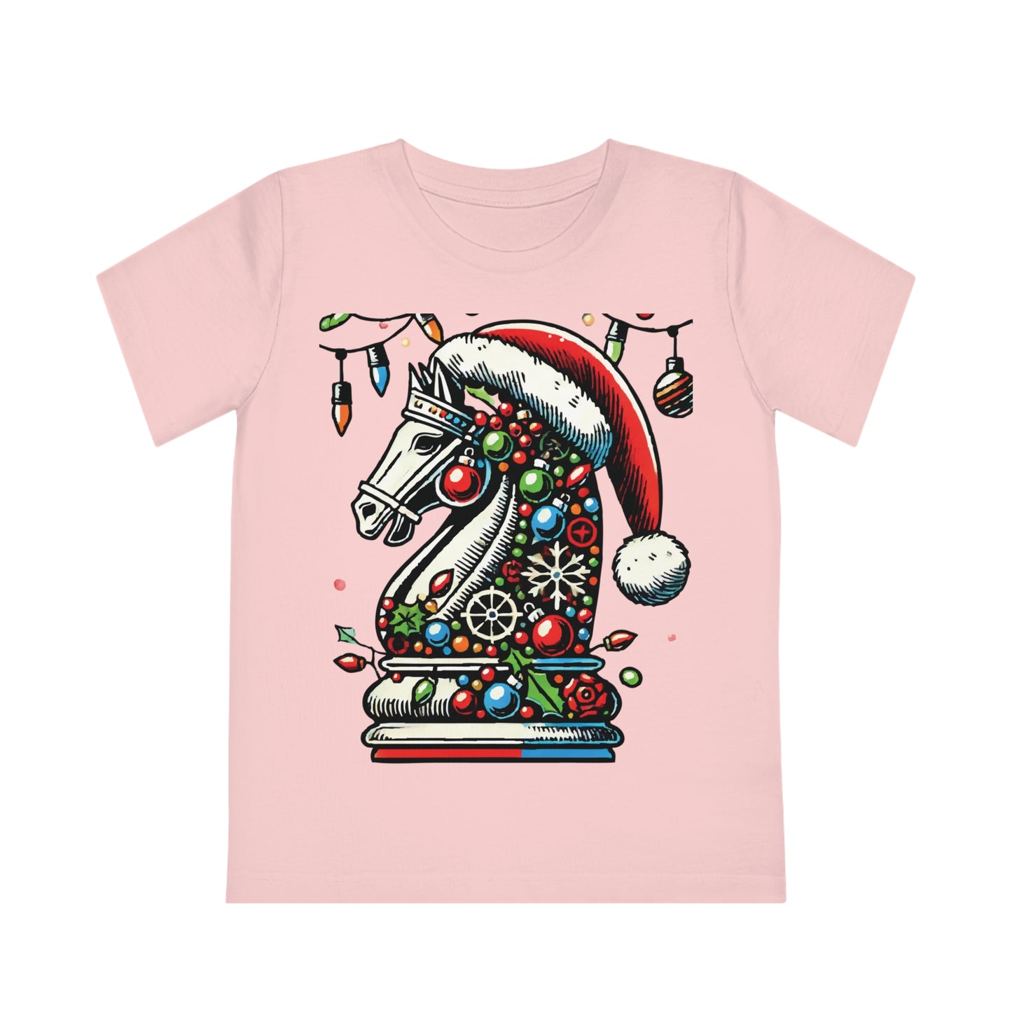 Kids’ Creator T-Shirt – Caballo de Ajedrez en Pop Art, Algodón Orgánico   Kids clothes  27.00 Cotton-Pink-12-14-Years