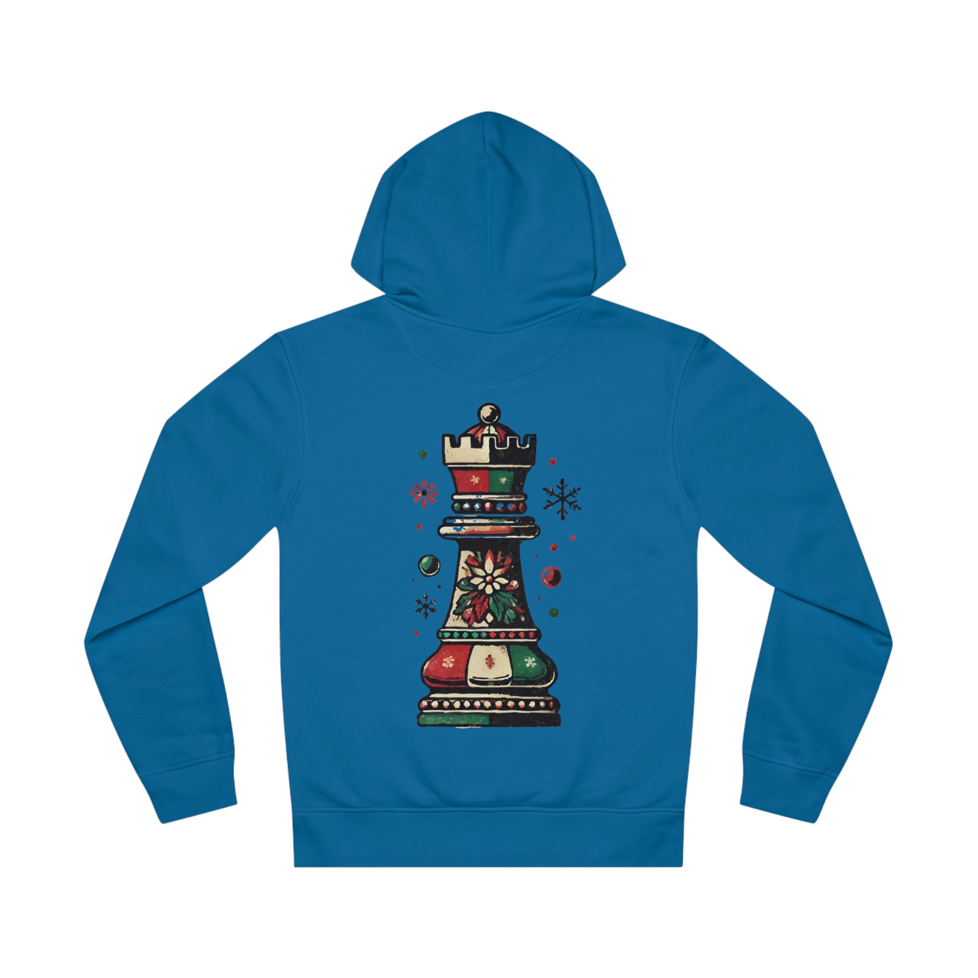 Unisex Drummer Hoodie con Torre de Ajedrez Vintage Navideña   Hoodie