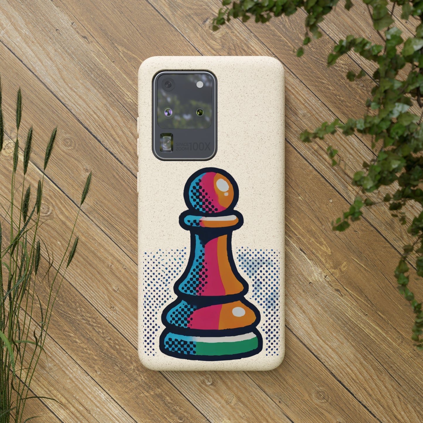 “Funda Biodegradable Peón de Ajedrez – Protección Sostenible Arte Abstracto”   Phone Case