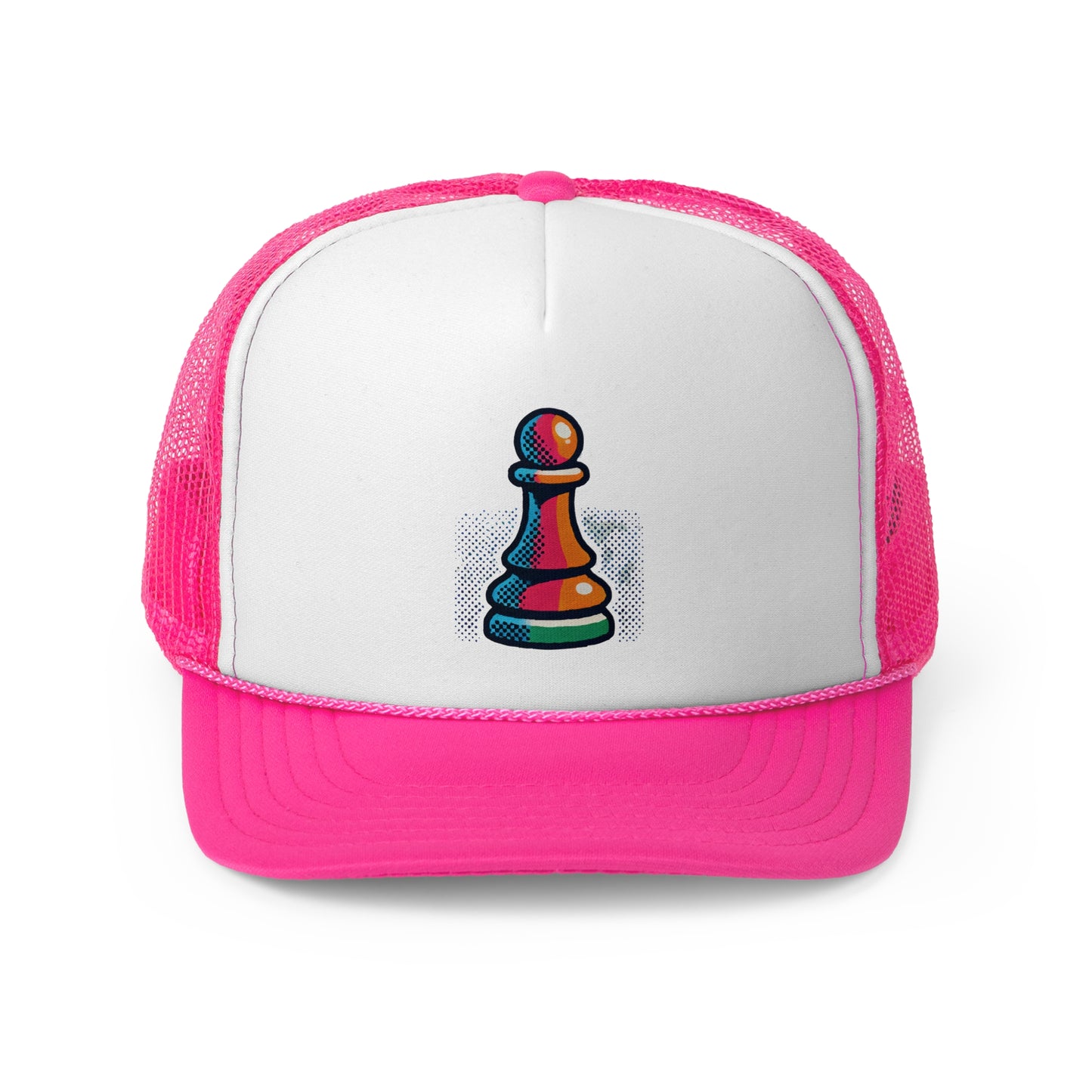 “Gorra Trucker Unisex Peón de Ajedrez – Estilo Arte Digital Moderno”   Hats  27.00 Pink-One-size