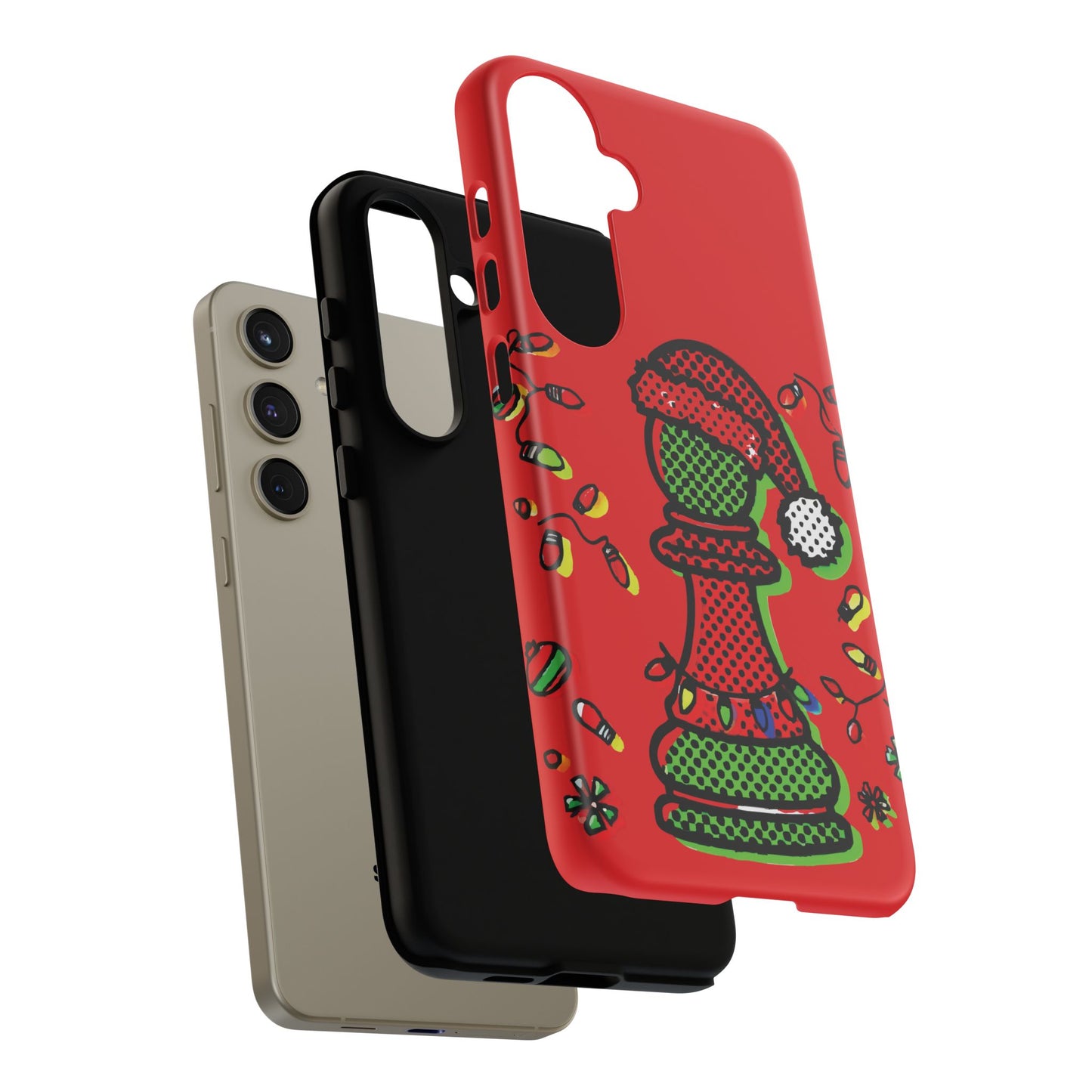 Funda Tough Peón de Ajedrez Navideño Pop Art – iPhone, Samsung y Pixel   Phone Case