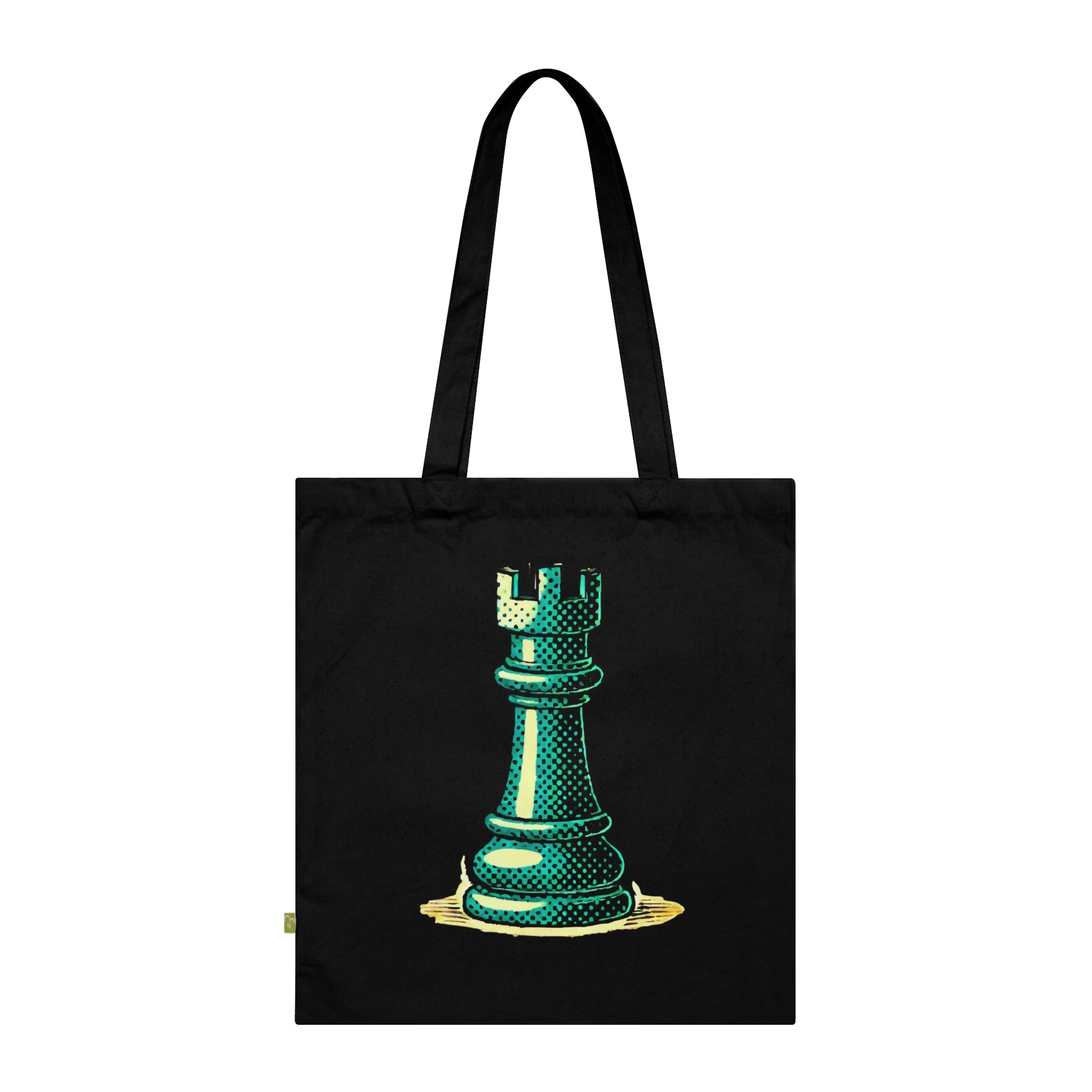 Chess Tower Pop Art Organic Cotton Tote Bag   Bags  24.00 Black-15-x-16.5