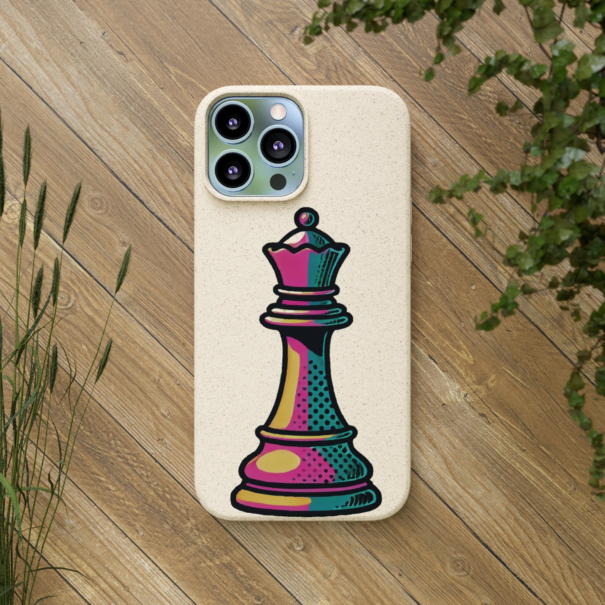 “Funda Biodegradable Reina de Ajedrez – Diseño Pop Art y Carga Inalámbrica”   Phone Case