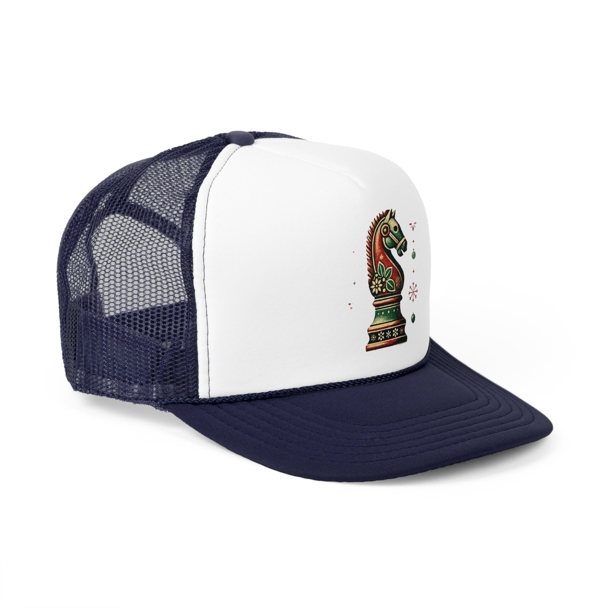 Gorra Trucker Caballo de Ajedrez Vintage – Estilo Navideño Único   Hats