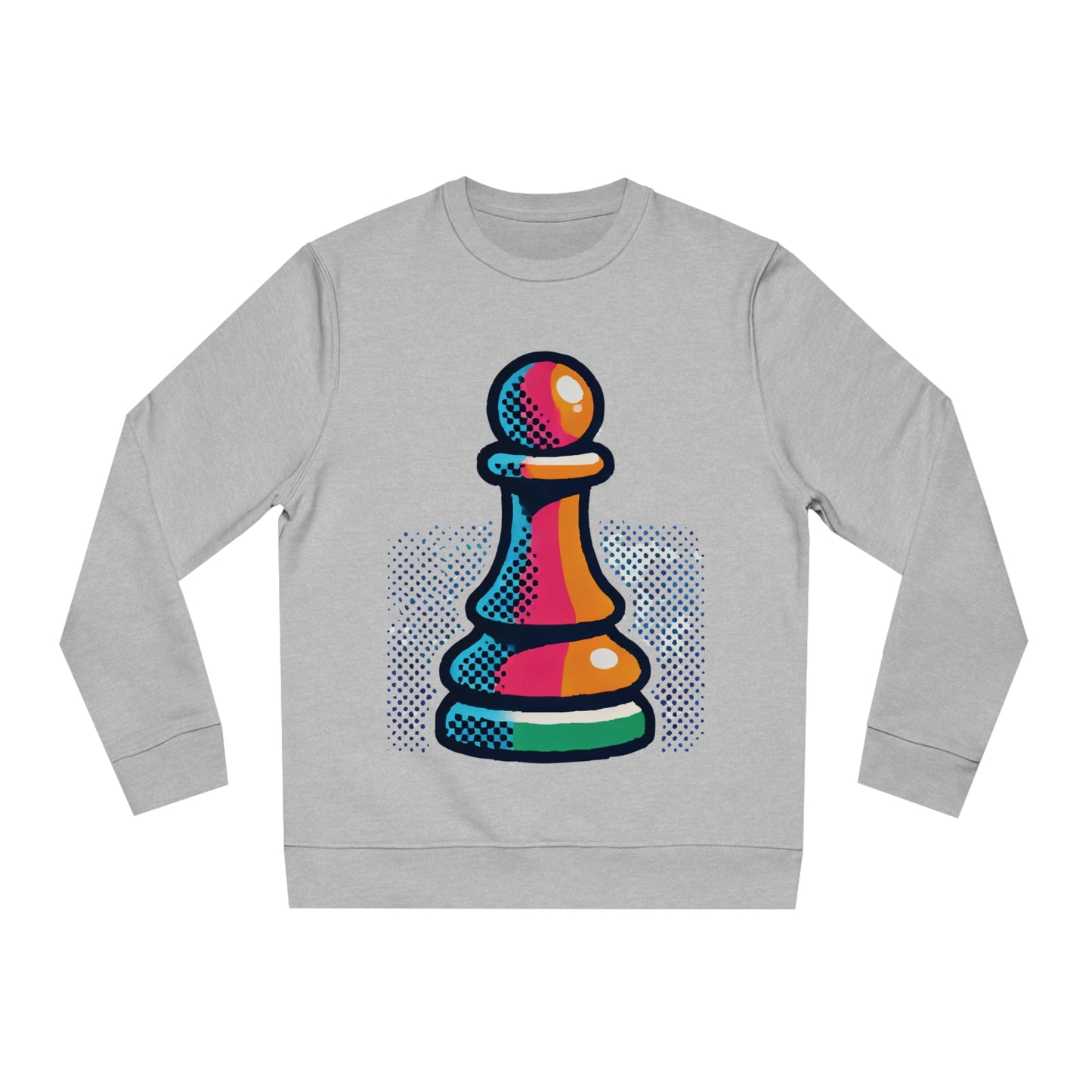 “Sudadera Unisex Peón de Ajedrez – Algodón Orgánico y Arte Moderno”   Sweatshirt  72.00 Heather-Grey-M