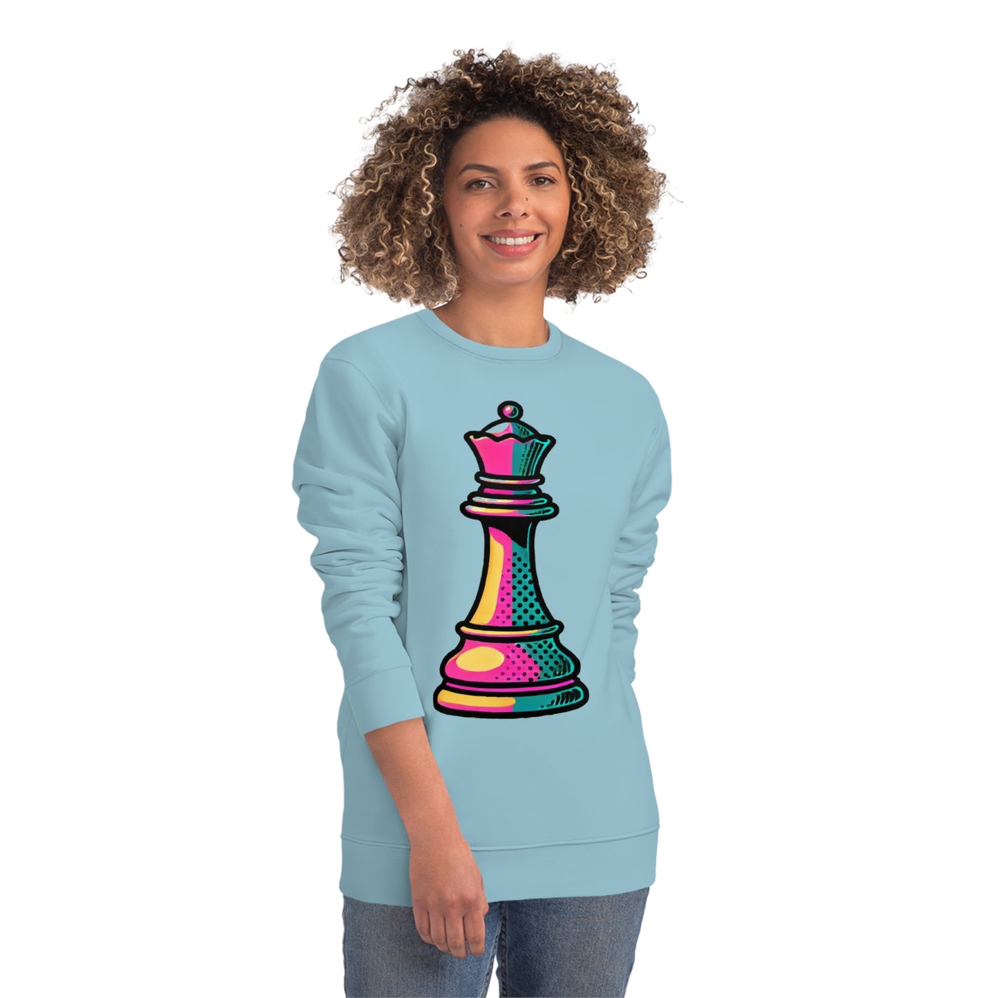 “Sudadera Unisex Orgánica Reina de Ajedrez – Pop Art”   Sweatshirt